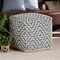 Baxton Studio Benjamin ModernBohemian Grey and Ivory Handwoven Cotton Blend Pouf Ottoman 191-11657-ZORO - alternate 1